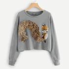 Shein Plus Fox Patch Sweatshirt
