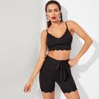 Shein Scalloped Cami Top & Belted Shorts Set