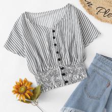 Shein Single Breasted Striped Top