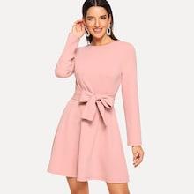 Shein Self Belted Solid Dress