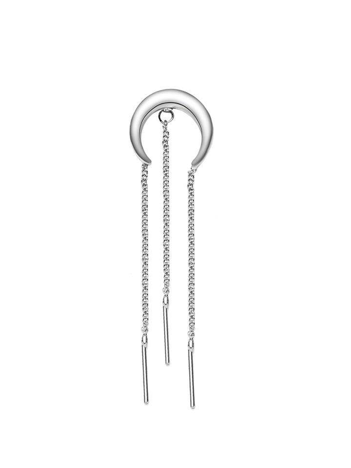 Shein Silver Plated Moon Design Chain Tassel Single Earring