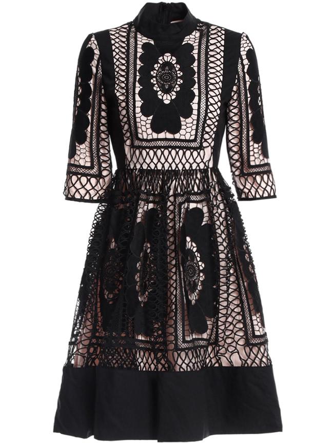 Shein Applique Pouf Mesh A-line Dress