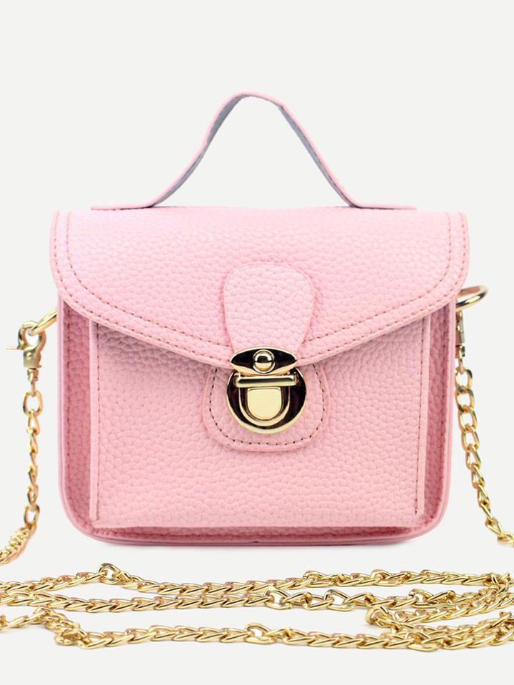 Shein Pink Pebbled Pu Flap Chain Bag