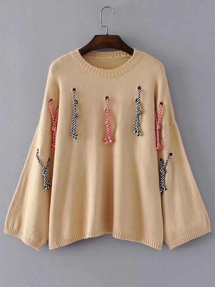 Shein Striped Rope Embellished Knitwear