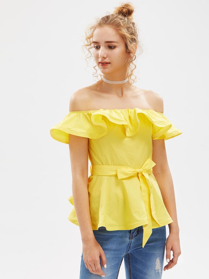 Shein Flounce Off Shoulder Structured Peplum Top