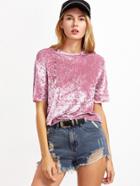 Shein Elbow Sleeve Crushed Velvet T-shirt