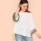 Shein Plus Tiered Fringe Embellished Bell Sleeve Top