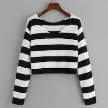 Shein V Neckline Striped Jumper