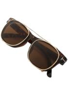 Shein Removable Clip Leopard Frame Sunglasses