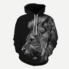 Shein Men 3d Lion Print Hooded Sweatshirt