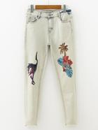 Shein Sequin Detail Jeans In Light Bleach Wash