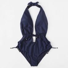 Shein Open Back Drawstring Swimsuit