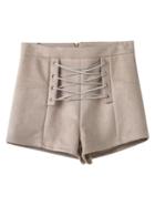 Shein Eyelet Criss Cross Suede Shorts
