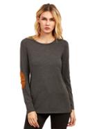 Shein Drak Grey Long Sleeve Elbow Patch T-shirt