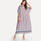 Shein Argyle Print V-neck Tunic Dress
