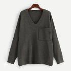 Shein Plus Pocket Patched V Neck Sweater