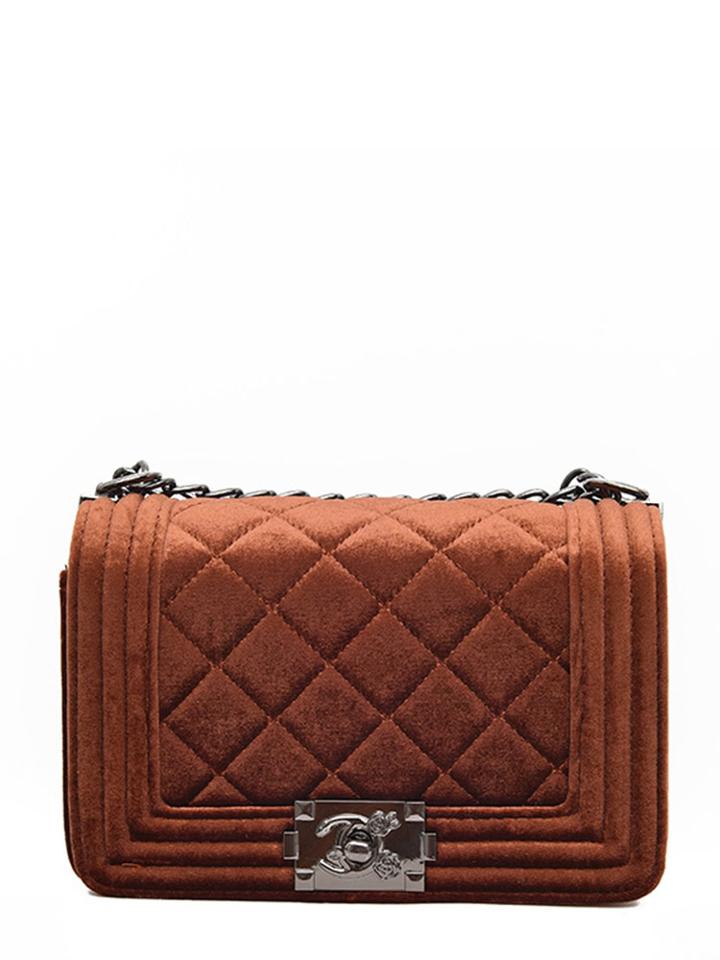 Shein Quilted Detail Velvet Chain Bag