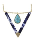 Shein Blue Turquoise Triangle Pendant Necklace
