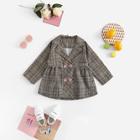Shein Toddler Girls Double Breasted Plaid Outerwear