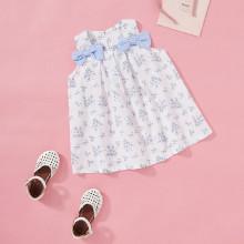 Shein Girls Bow Detail Calico Print Blouse