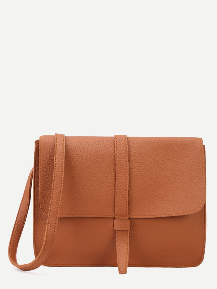 Shein Yellow Faux Leather Flap Messenger Bag