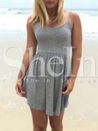 Shein Grey High Waist Backless Rib Spaghetti Strap Dress