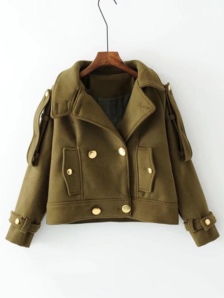 Shein Epaulet Wool Blend Jacket