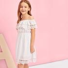 Shein Girls Lace Hem Off Shoulder Dress