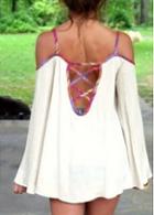 Rosewe Open Back Off The Shoulder White Strappy Blouse