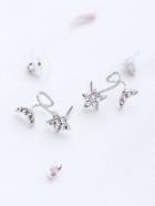 Shein Silver Star And Moon Shaped Stud Earrings
