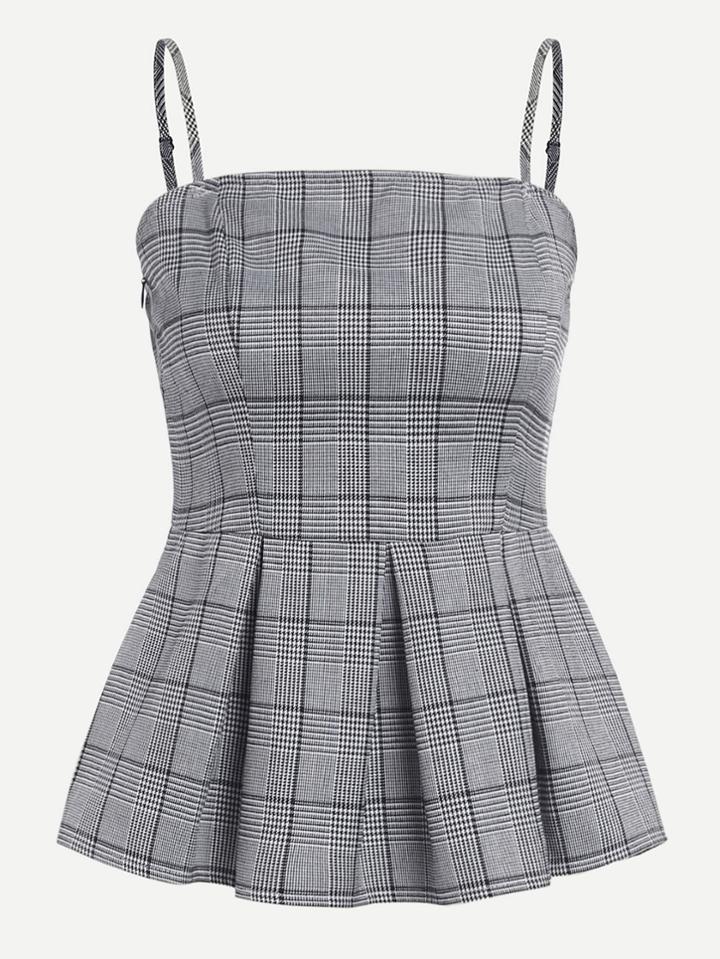 Shein Gingham Peplum Hem Cami Top