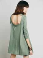 Shein Green Long Sleeve Backless Casual Dress