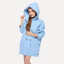 Shein Girls Cartoon Print Back Hooded Coat