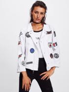 Shein Allover Badge Patch Raw Edge Jacket