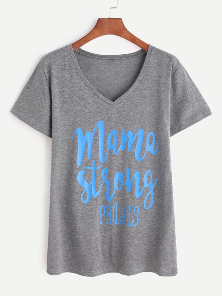 Shein V Neckline Graphic Print T-shirt