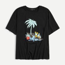 Shein Men Tropical Print Tee