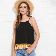 Shein Contrast Tassel Hem Swing Cami Top