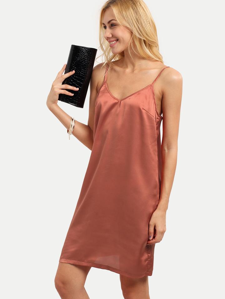 Shein Pink Spaghetti Strap Shift Dress