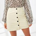 Shein Button Up Front Pu Leather Skirt