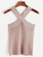 Shein Khaki Twist Neck Tank Top