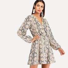 Shein Single Breasted Printed Dress