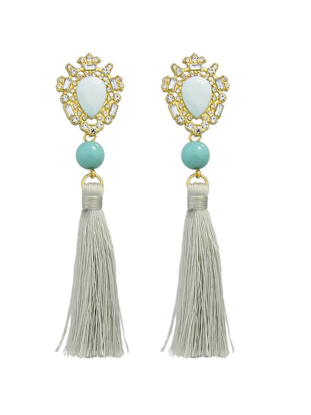 Shein Blue Long Chain Tassel Earrings Women