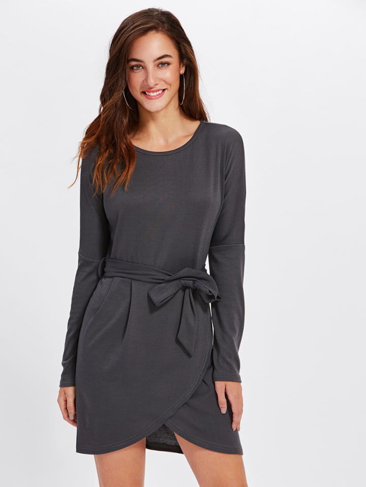 Shein Self Tie Asymmetrical Hem Dress