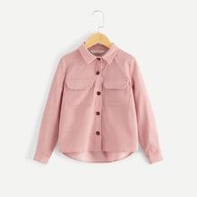 Shein Girls Flap Pocket Buttoned Shirt