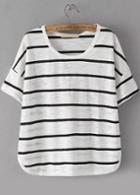Shein Round Neck Striped Loose T-shirt