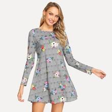 Shein Plaid & Calico Print Dress