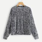Shein Drop Shoulder Leopard Velvet Sweatshirt