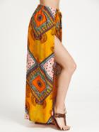 Shein Ornate Print Self Tie Slit Culotte Pants