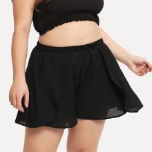 Shein Plus Drawstring Waist Tiered Shorts