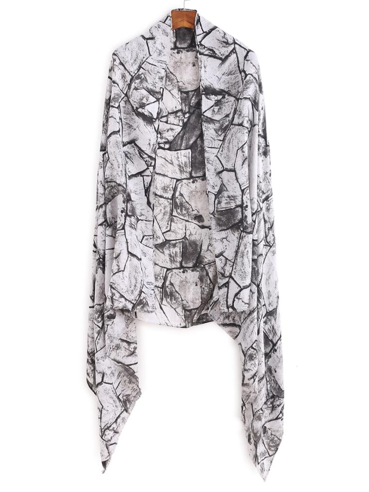Shein Black And White Print Eyelash Fringe Scarf